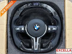 F Chassis M Sport Steering Wheel - Flat Bottom Carbon Fiber With Led Screen For Rpm Readout With